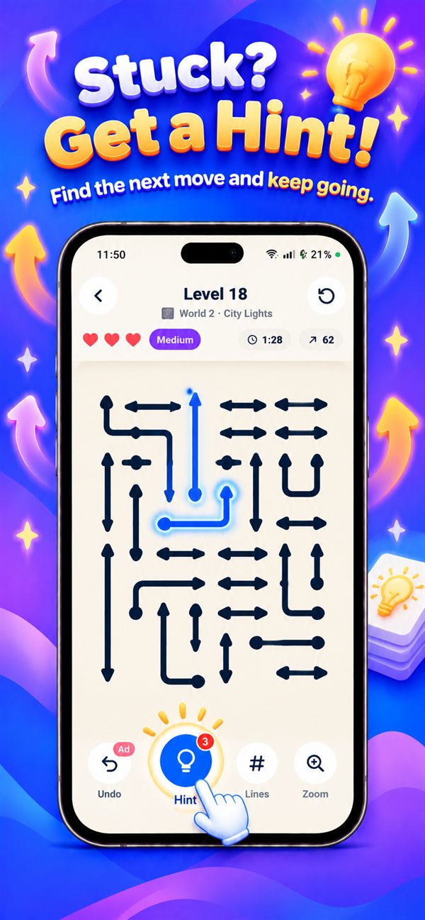 Stuck? Get a hint to find the next move